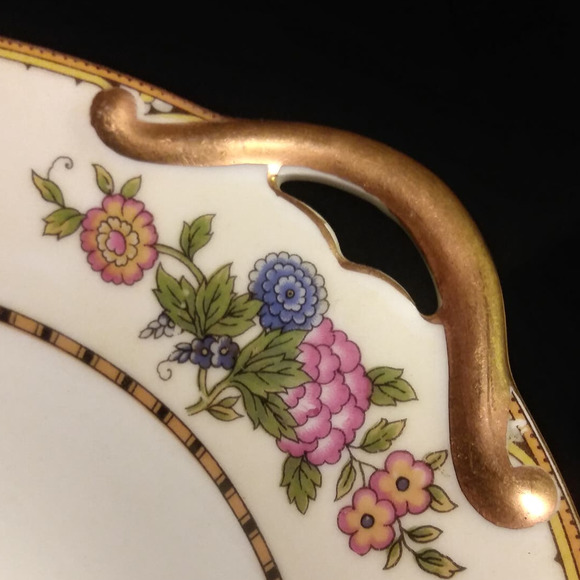 2 Vintage Noritake Oval n Round Serving Bowls in Elysian 10in Gold Trim - Picture 7 of 13